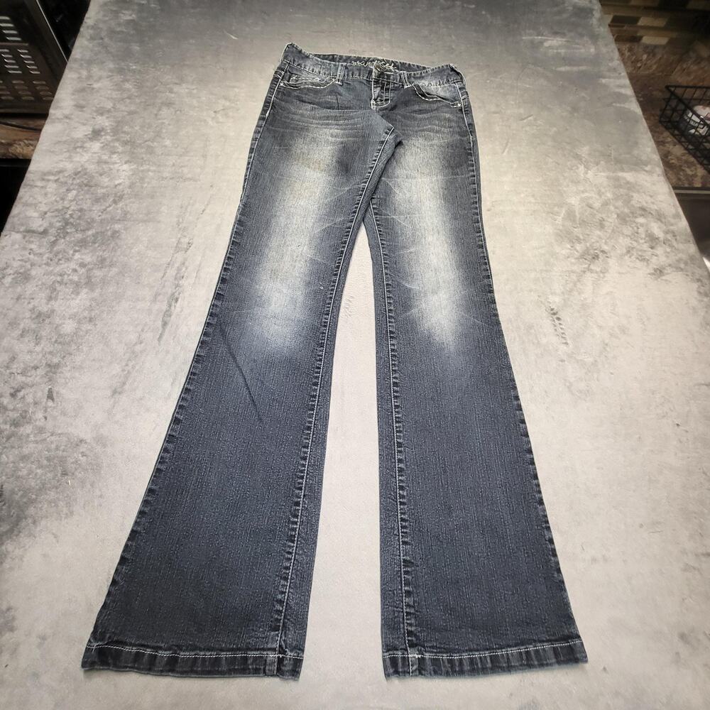 Maurices Jeans Womens 4 Blue Flared Mid Rise Medium Wash Stretch Pockets